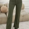 Hot Dear-Lover High Waist Square Pockets Corduroy Pants Green