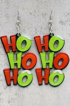 Hot Dear-Lover HO HO HO Dangle Christmas Earrings Green