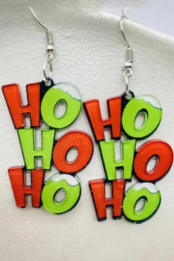 Hot Dear-Lover HO HO HO Dangle Christmas Earrings Green