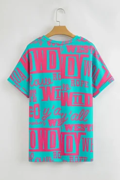 Online Dear-Lover Howdy Cowboy Letter Printed Western Fashion Tee Green