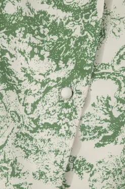 Discount Dear-Lover Landscape Print Tied 3/4 Sleeve Shirt with Sash Green