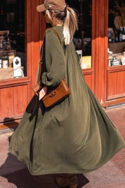 Discount Dear-Lover Lightweight Long Sleeve Open Front Duster Cardigan Green