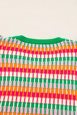 Sale Dear-Lover Multi Flutter Sleeve Knitted Sweater Top Green