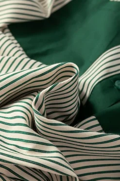 Online Dear-Lover Patch Pockets Button Down Short Puff Sleeve Dress Green