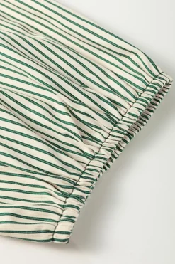 Online Dear-Lover Patch Pockets Button Down Short Puff Sleeve Dress Green