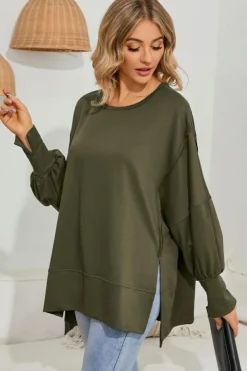 Discount Dear-Lover Patchwork Drop Shoulder Oversized Top Green