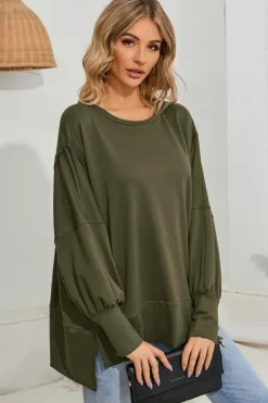 Discount Dear-Lover Patchwork Drop Shoulder Oversized Top Green