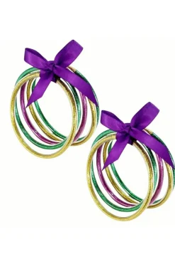 Discount Dear-Lover 5pcs Glitter Jelly Bow Knot Ribbon Bracelet Set Green