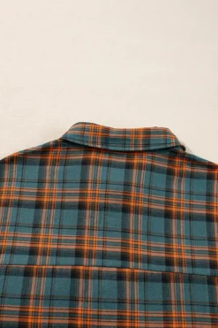 Outlet Dear-Lover Plaid Long Sleeeve Side Split Distressed Hem Shirt Green