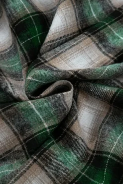 New Dear-Lover Plaid Print Chest Pocket Buttoned Hooded Shacket Green