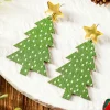 Online Dear-Lover Polka Dot Print Christmas Dangle Earrings Green