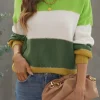 Hot Dear-Lover Pullover Colorblock Winter Sweater Green