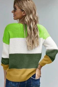 Hot Dear-Lover Pullover Colorblock Winter Sweater Green