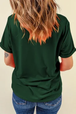 Outlet Dear-Lover Rhinestone Four Leaf Clover Graphic St Patrick Crewneck Tee Green