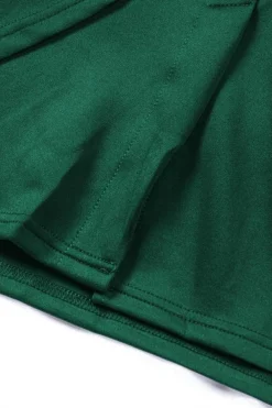 Clearance Dear-Lover Royal Blue Asymmetric Peplum Style Pussy Bow Dress Green