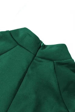 Clearance Dear-Lover Royal Blue Asymmetric Peplum Style Pussy Bow Dress Green
