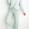 New Dear-Lover Santa Claus Striped Print Loose Fit Two Piece Lounge Set Green