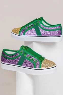 Hot Dear-Lover Sequin Color Block Slip-on Flat Shoes Green