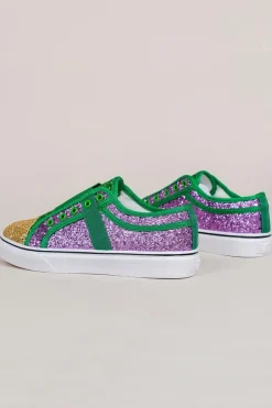 Hot Dear-Lover Sequin Color Block Slip-on Flat Shoes Green
