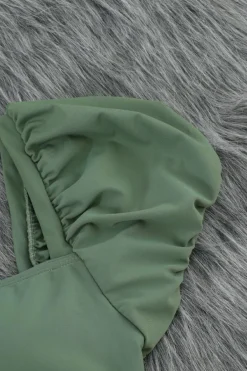 Sale Dear-Lover Sexy Bubble Sleeves High waisted swimsuits Green