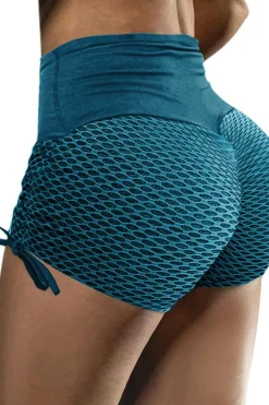 Online Dear-Lover Side Drawstring Anti Cellulite High Waist Scrunch Butt Lift Shorts Green