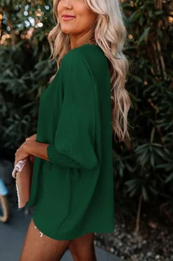 Outlet Dear-Lover Smocked Wrist Shift Top Green