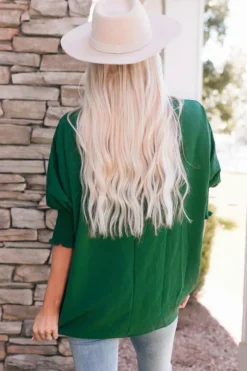 Outlet Dear-Lover Smocked Wrist Shift Top Green