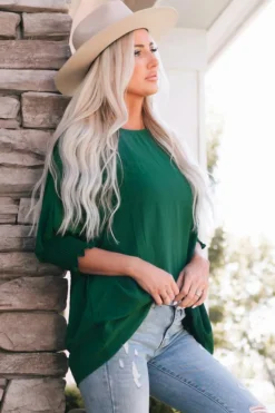 Outlet Dear-Lover Smocked Wrist Shift Top Green