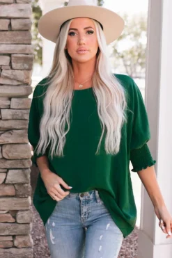 Outlet Dear-Lover Smocked Wrist Shift Top Green
