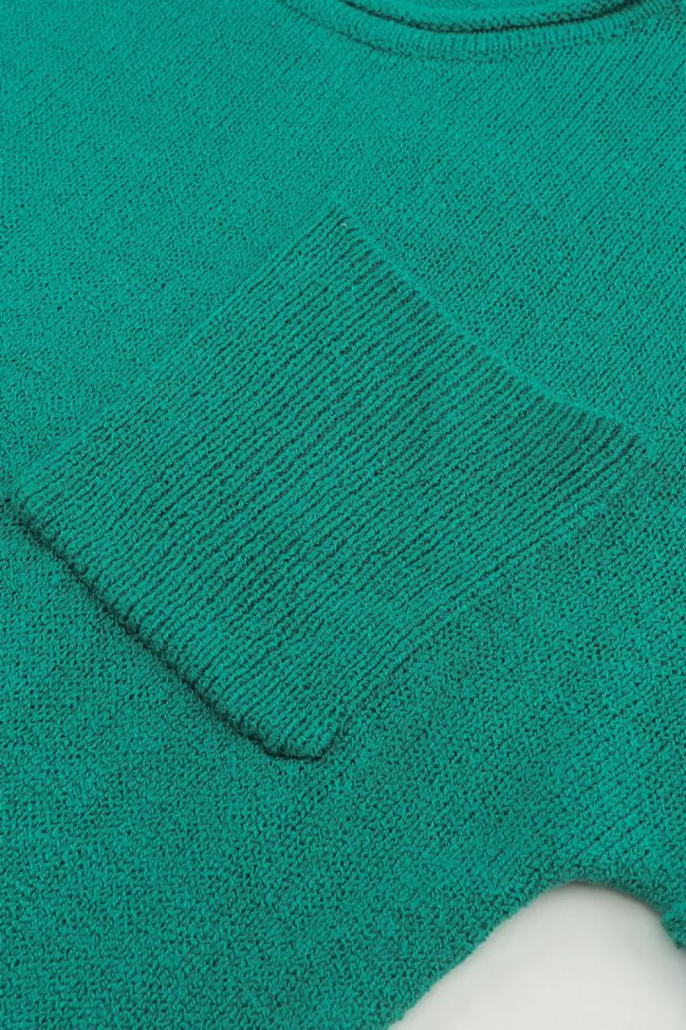 Fashion Dear-Lover Solid Color Off Shoulder Rib Knit Sweater with Pocket Green