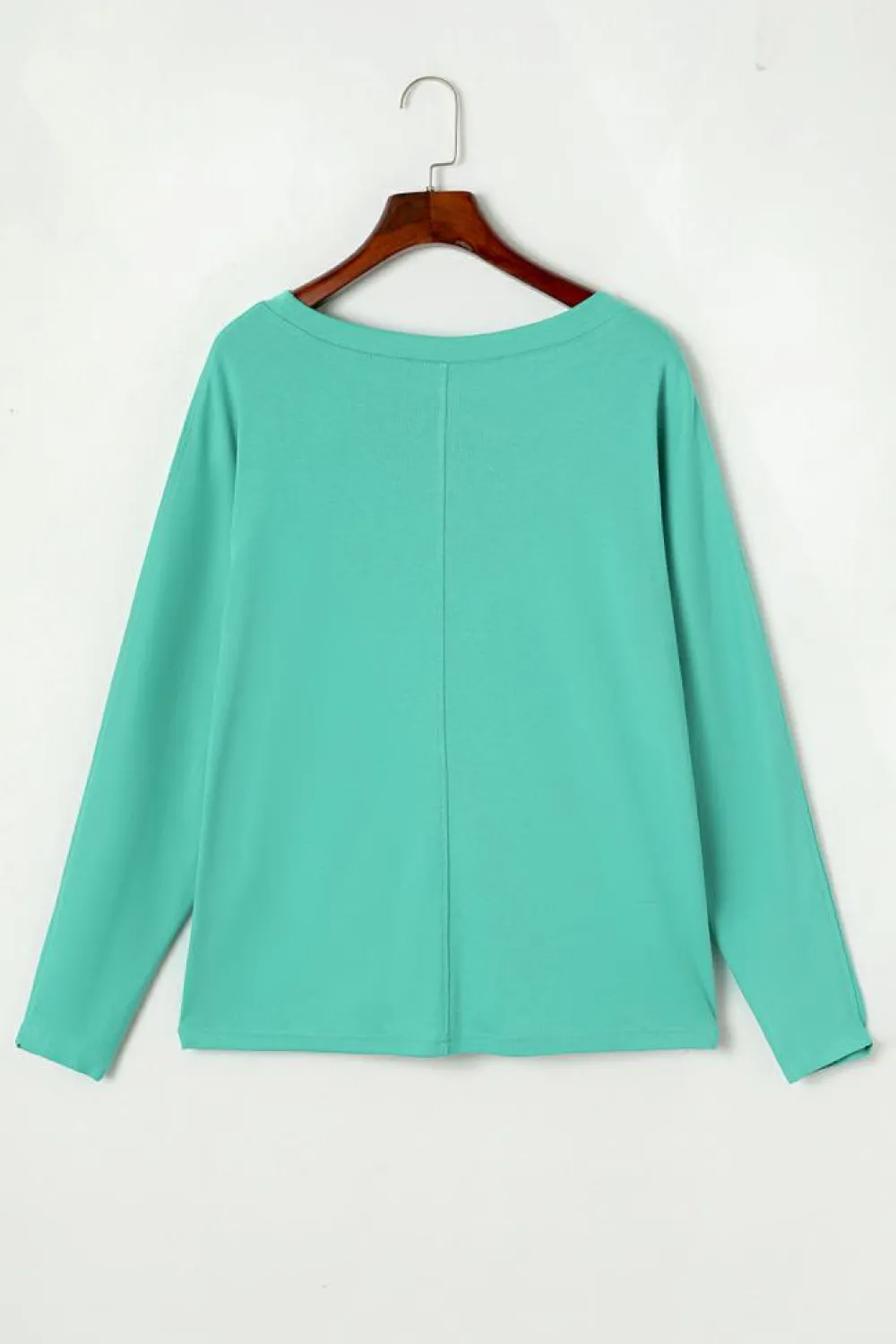 Best Dear-Lover Solid Color Patchwork Long Sleeve Top Green