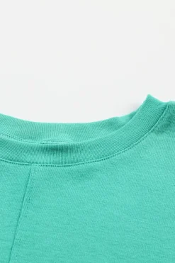 Best Dear-Lover Solid Color Patchwork Long Sleeve Top Green