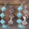 Outlet Dear-Lover Square Turquoise Gem Earrings Green