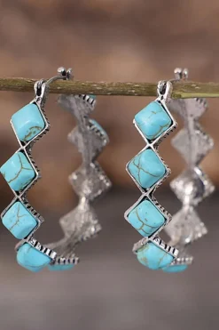 Outlet Dear-Lover Square Turquoise Gem Earrings Green