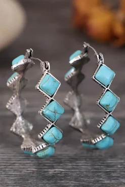 Outlet Dear-Lover Square Turquoise Gem Earrings Green