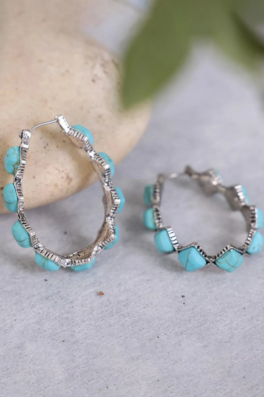 Outlet Dear-Lover Square Turquoise Gem Earrings Green