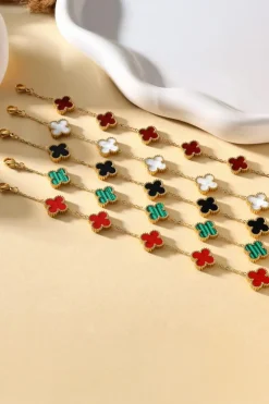 Best Dear-Lover St Patricks Four Leaf Clover Chain Bracelet Green