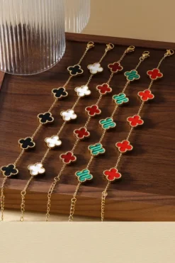 Best Dear-Lover St Patricks Four Leaf Clover Chain Bracelet Green