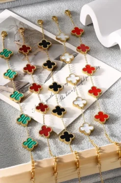 Best Dear-Lover St Patricks Four Leaf Clover Chain Bracelet Green