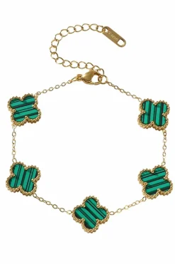 Best Dear-Lover St Patricks Four Leaf Clover Chain Bracelet Green