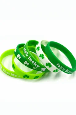 Outlet Dear-Lover St Patricks Shamrock Print Silicone Bracelet Green