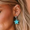Hot Dear-Lover Star Dangle Antique Studded Western Earrings Green