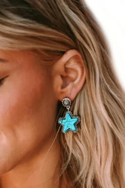 Hot Dear-Lover Star Dangle Antique Studded Western Earrings Green