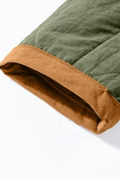 Sale Dear-Lover Stitching Quilted Drawstring Jacket Green