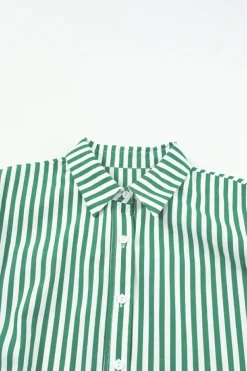 Sale Dear-Lover Dolman Sleeve Oversize Shirt Green Stripe