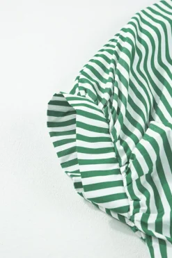 Sale Dear-Lover Dolman Sleeve Oversize Shirt Green Stripe