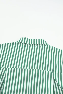 Sale Dear-Lover Dolman Sleeve Oversize Shirt Green Stripe