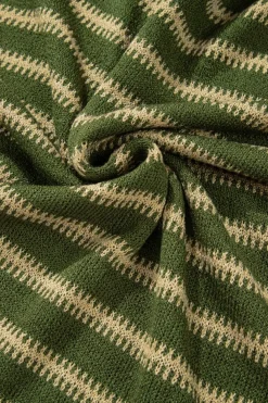 Discount Dear-Lover Drop Shoulder Casual Sweater Green Stripe