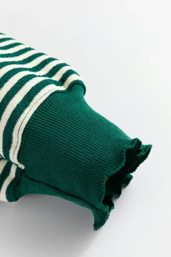 Sale Dear-Lover Loose Drop Shoulder Long Sleeve Top Green Stripe