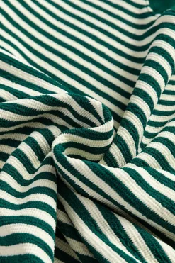 Sale Dear-Lover Loose Drop Shoulder Long Sleeve Top Green Stripe